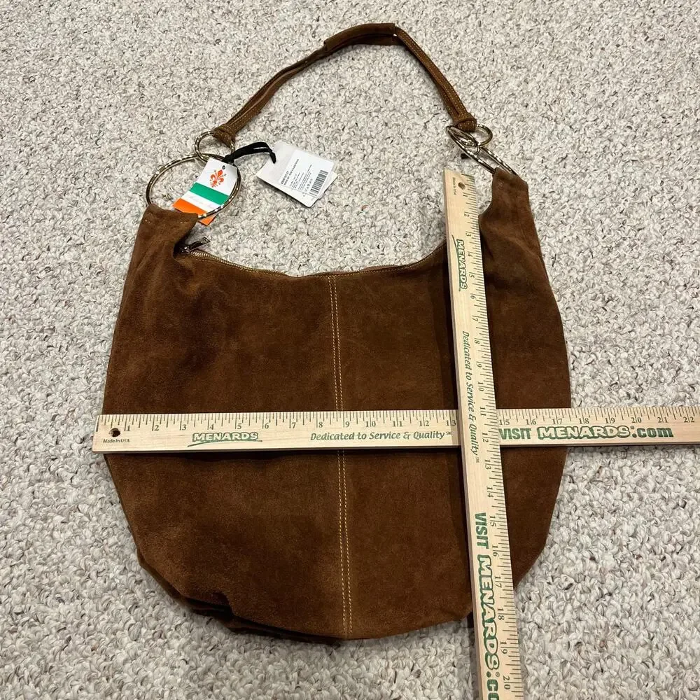 NWT Marlon Rosita Hobo Bag Gold Rings Suede Leather Made in Italy Borsa Art